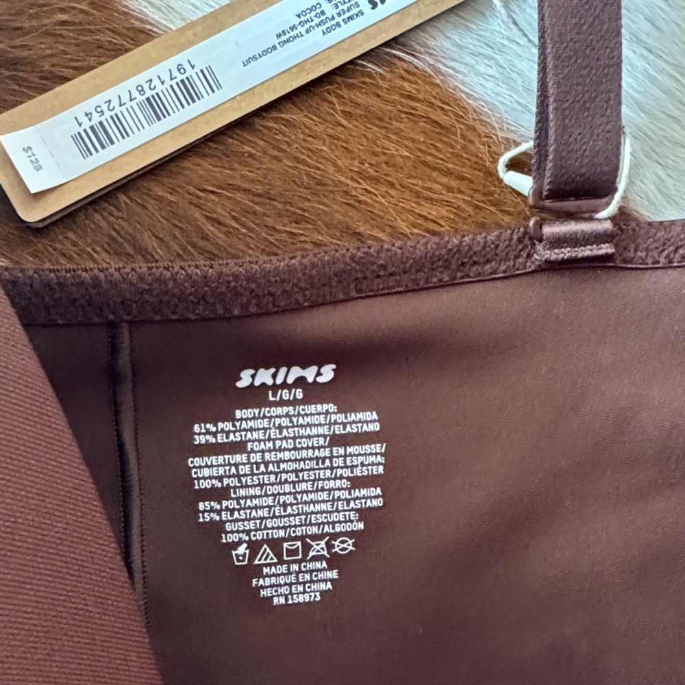 SKIMS Chocolate Brown super push-up thong bodysuit - Picture 2 of 4
